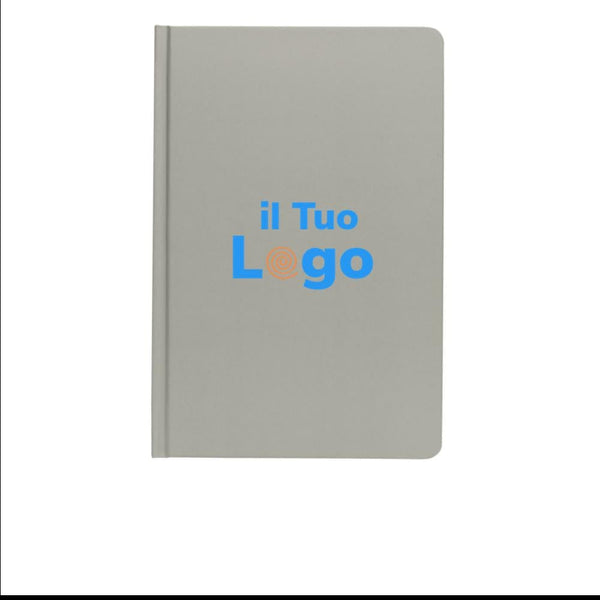 Taccuino A5 in carta di pietra e copertina rigida colorato - personalizzabile con logo