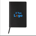 Taccuino A5 in carta di pietra e copertina rigida nero - personalizzabile con logo