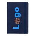 Taccuino A5 in RPETcertificato GRS blu navy - personalizzabile con logo