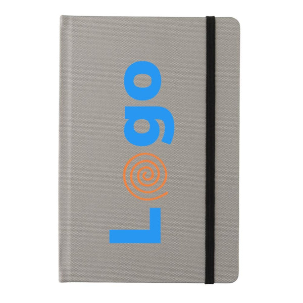 Taccuino A5 in RPETcertificato GRS grigio - personalizzabile con logo