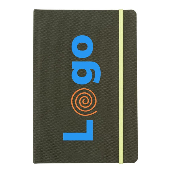 Taccuino A5 in RPETcertificato GRS verde - personalizzabile con logo