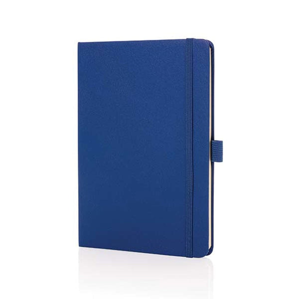 Taccuino A5 Sam in cuoio rigenerato certificato RCS blu royal - personalizzabile con logo