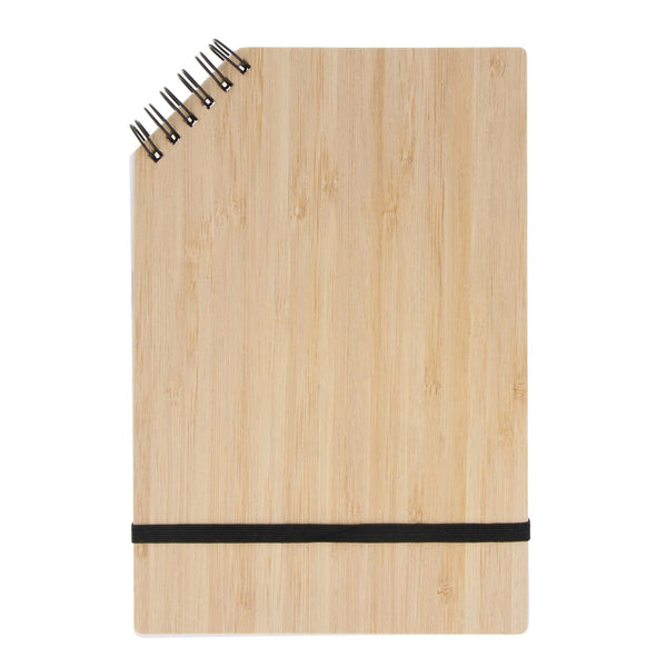 Taccuino bambù con fascetta angolare A5 natural - personalizzabile con logo