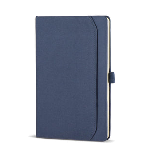 Taccuino con tasca Ashira A5 blu navy - personalizzabile con logo