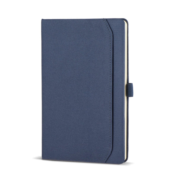 Taccuino con tasca Ashira A5 blu navy - personalizzabile con logo