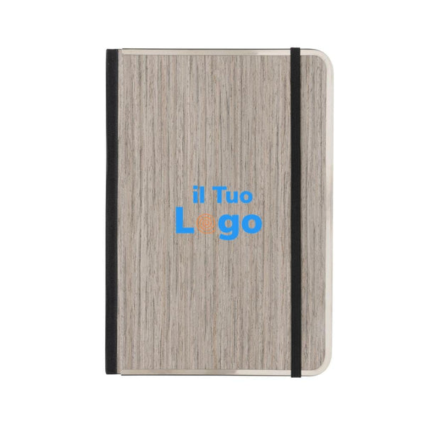 Taccuino deluxe A5 Treeline copertina in legno grigio - personalizzabile con logo