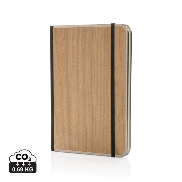 Taccuino deluxe A5 Treeline copertina in legno marrone - personalizzabile con logo