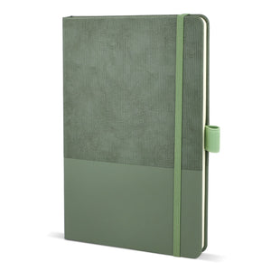Taccuino in pelle termica A5 Marrone scuro / Verde - personalizzabile con logo