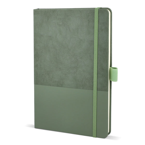 Taccuino in pelle termica A5 Marrone scuro / Verde - personalizzabile con logo