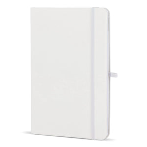Taccuino Olmo con copertina rigida in PU formato A5 con foglietti adesivi Bianco - personalizzabile con logo