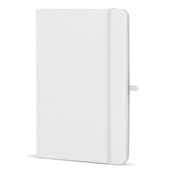Taccuino Olmo con copertina rigida in PU formato A5 con foglietti adesivi Bianco - personalizzabile con logo