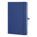 Taccuino Olmo con copertina rigida in PU formato A5 con foglietti adesivi blu navy - personalizzabile con logo