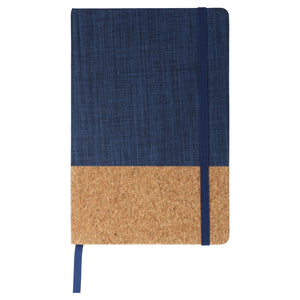 Taccuino R-PET e sughero A5 blu navy - personalizzabile con logo