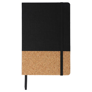Taccuino R-PET e sughero A5 Nero - personalizzabile con logo