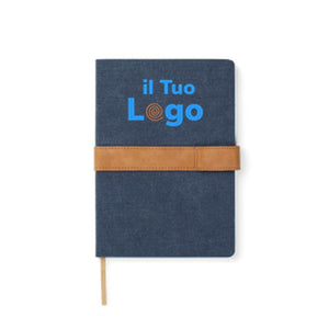Taccuino VINGA Bosler in canvas riciclato RCS blu navy - personalizzabile con logo
