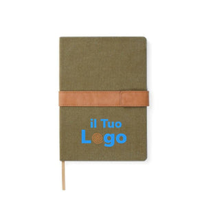Taccuino VINGA Bosler in canvas riciclato RCS verde - personalizzabile con logo