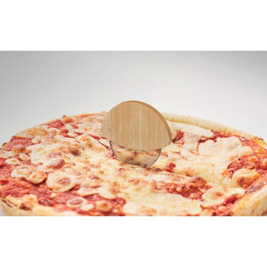 Tagliapizza rotondo in bambù natural - personalizzabile con logo