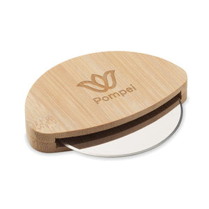 Tagliapizza rotondo in bambù natural - personalizzabile con logo