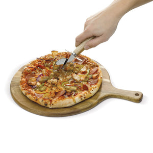 tagliere da pizza con rotella beige - personalizzabile con logo