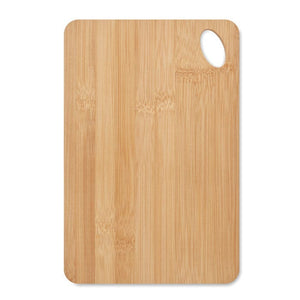 Tagliere grande in bamboo con foro beige - personalizzabile con logo