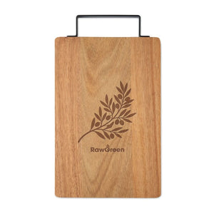 Tagliere in acacia con manico natural - personalizzabile con logo