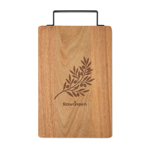 Tagliere in acacia con manico natural - personalizzabile con logo