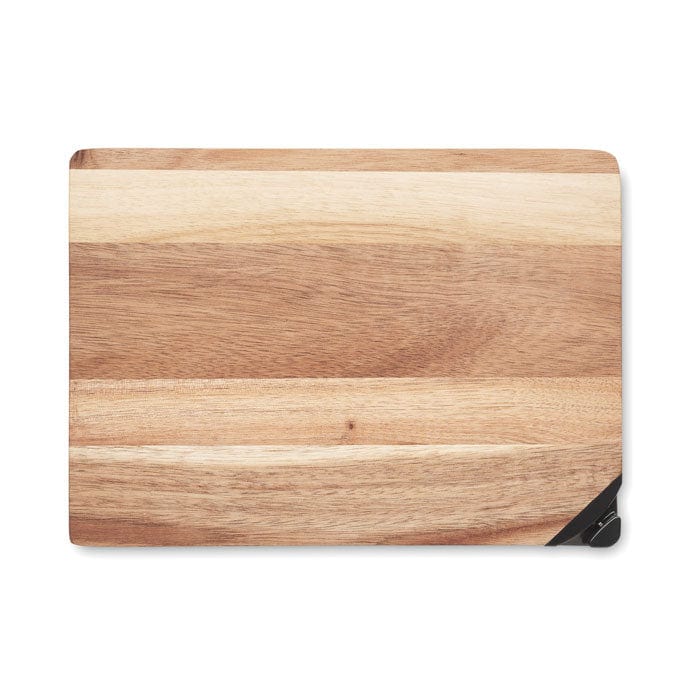 Tagliere in legno di acacia con affilalama beige - personalizzabile con logo