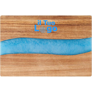 Tagliere in legno di acacia e resina beige - personalizzabile con logo