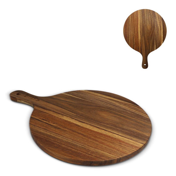 Tagliere in legno rotondo 31.5 cm natural - personalizzabile con logo
