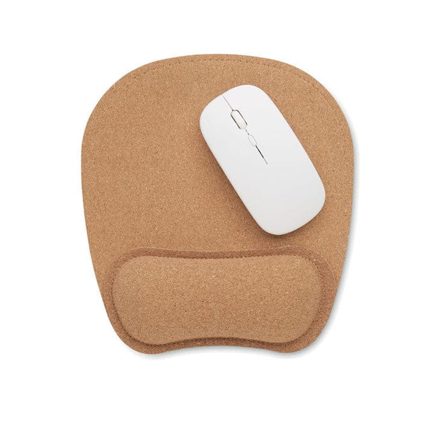 Tappetino mouse in sughero ergonomico beige - personalizzabile con logo