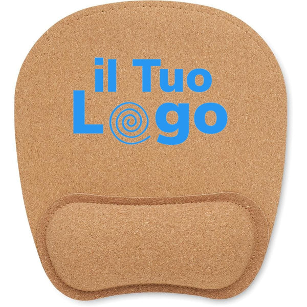 Tappetino mouse in sughero ergonomico beige - personalizzabile con logo