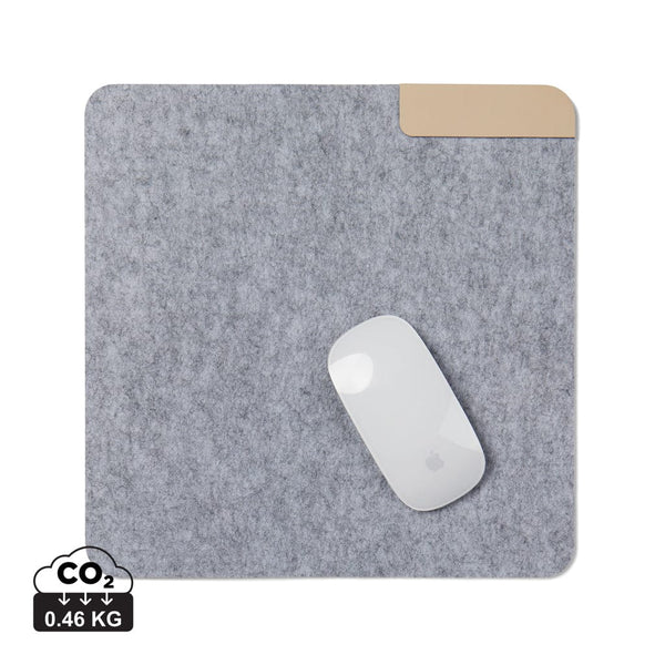Tappetino mouse VINGA Albon in feltro riciclato GRS grigio - personalizzabile con logo