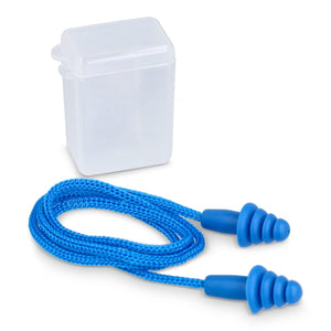 Tappi auricolari in TPE con cordino EN 352-2 32 dB Blu - personalizzabile con logo