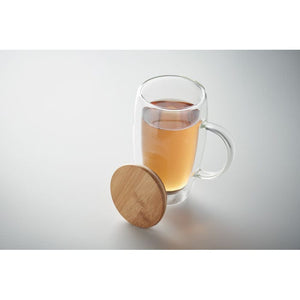 Tazza a doppia parete 450ml Trasparente - personalizzabile con logo