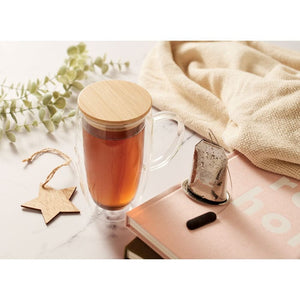 Tazza a doppia parete 450ml Trasparente - personalizzabile con logo