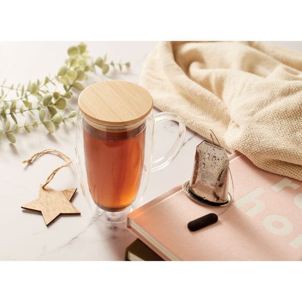 Tazza a doppia parete 450ml Trasparente - personalizzabile con logo