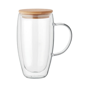 Tazza a doppia parete 450ml Trasparente - personalizzabile con logo