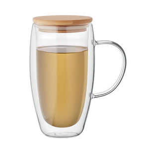 Tazza a doppia parete 450ml Trasparente - personalizzabile con logo