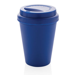 Tazza a doppia parete da caffè riutilizzabile 300ml blu - personalizzabile con logo