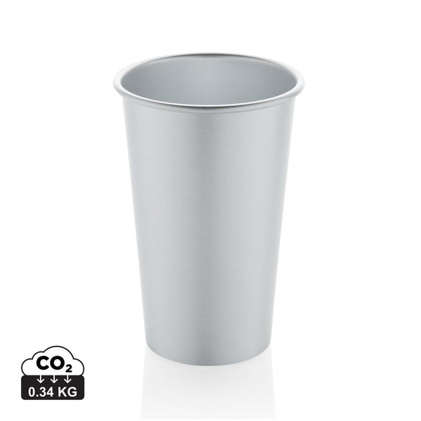 Bicchiere Alo in alluminio riciclato RCS 450 ml color argento - personalizzabile con logo