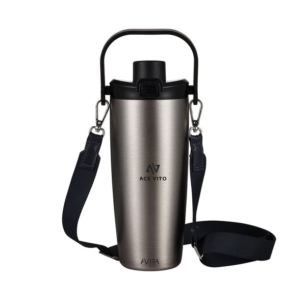 Tazza con tracolla Avira Ayala in rAcciaio RCS 600ml - personalizzabile con logo