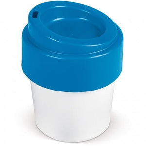 Tazza da caffè calda Hot-but-cool coperchio 240 ml Bianco / blu - personalizzabile con logo