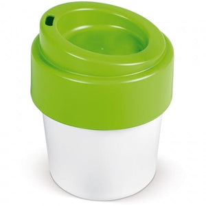 Tazza da caffè calda Hot-but-cool coperchio 240 ml Bianco/ verde calce - personalizzabile con logo