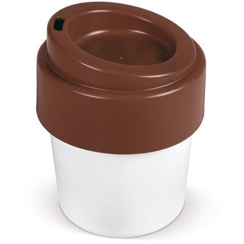 Tazza da caffè calda Hot-but-cool coperchio 240 ml Marrone - personalizzabile con logo