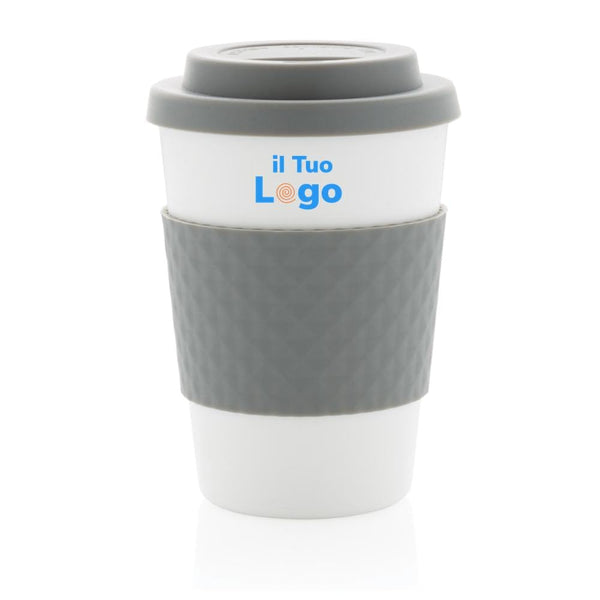Tazza da caffè riutilizzabile 270ml grigio - personalizzabile con logo