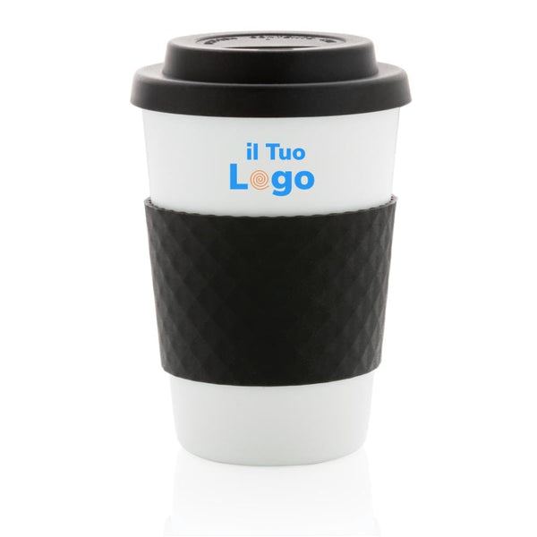Tazza da caffè riutilizzabile 270ml nero - personalizzabile con logo