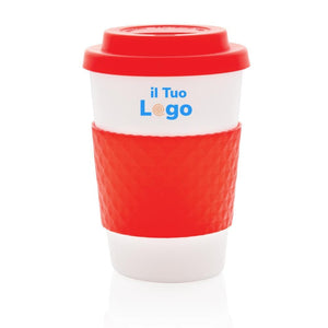 Tazza da caffè riutilizzabile 270ml rosso - personalizzabile con logo