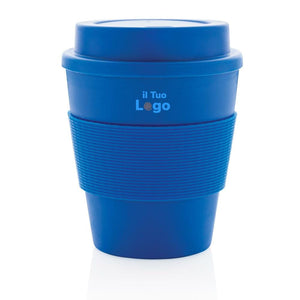 Tazza da caffè riutilizzabile con tappo a vite 350ml blu - personalizzabile con logo
