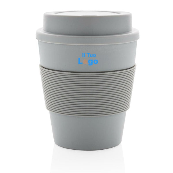 Tazza da caffè riutilizzabile con tappo a vite 350ml grigio - personalizzabile con logo