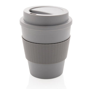 Tazza da caffè riutilizzabile con tappo a vite 350ml grigio - personalizzabile con logo